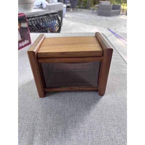 New Vintage Recipe Box Dolphin Teakwood Container Kitchen MCM Kitscy Cottage - Picture 6 of 10